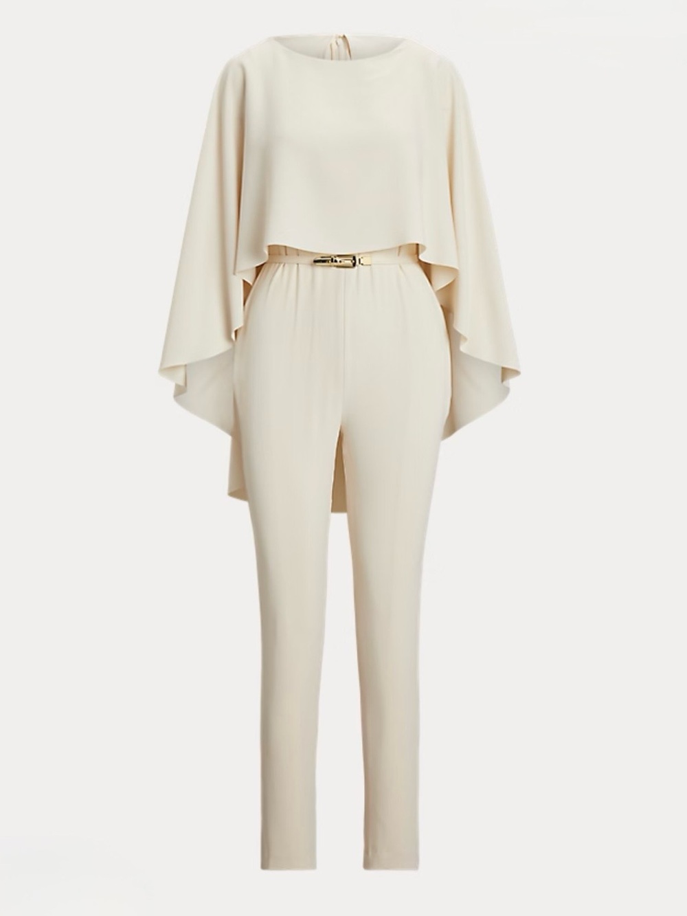 Ralph Lauren Cream Draped Cape Jumpsuit